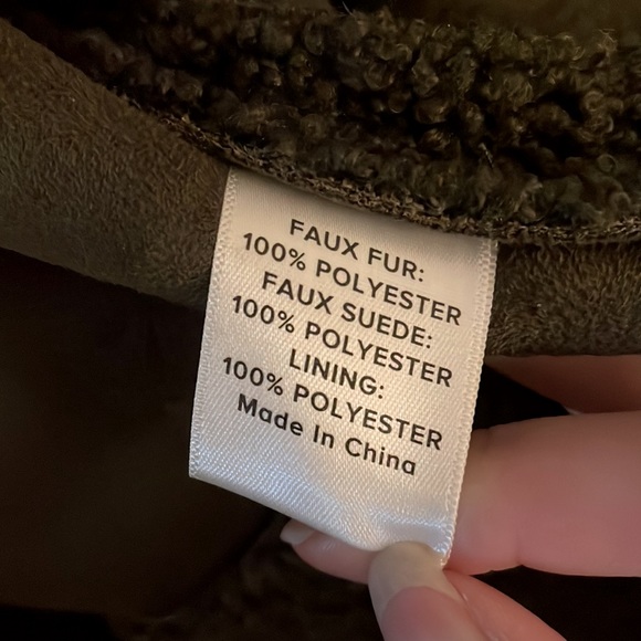 Evereve Jackets & Coats Evereve Peyton Jensen Olive Green Sherpa Moto Jacket Size Small